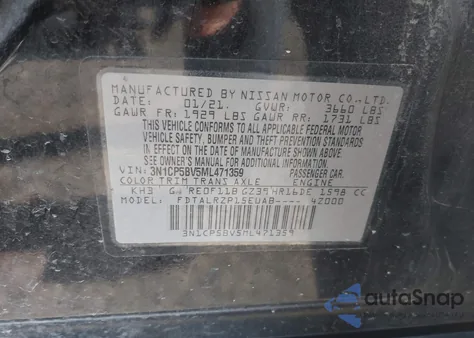 2021 Nissan Kicks S Xtronic Cvt from USA, damaged, VIN 3N1CP5BV5ML471359